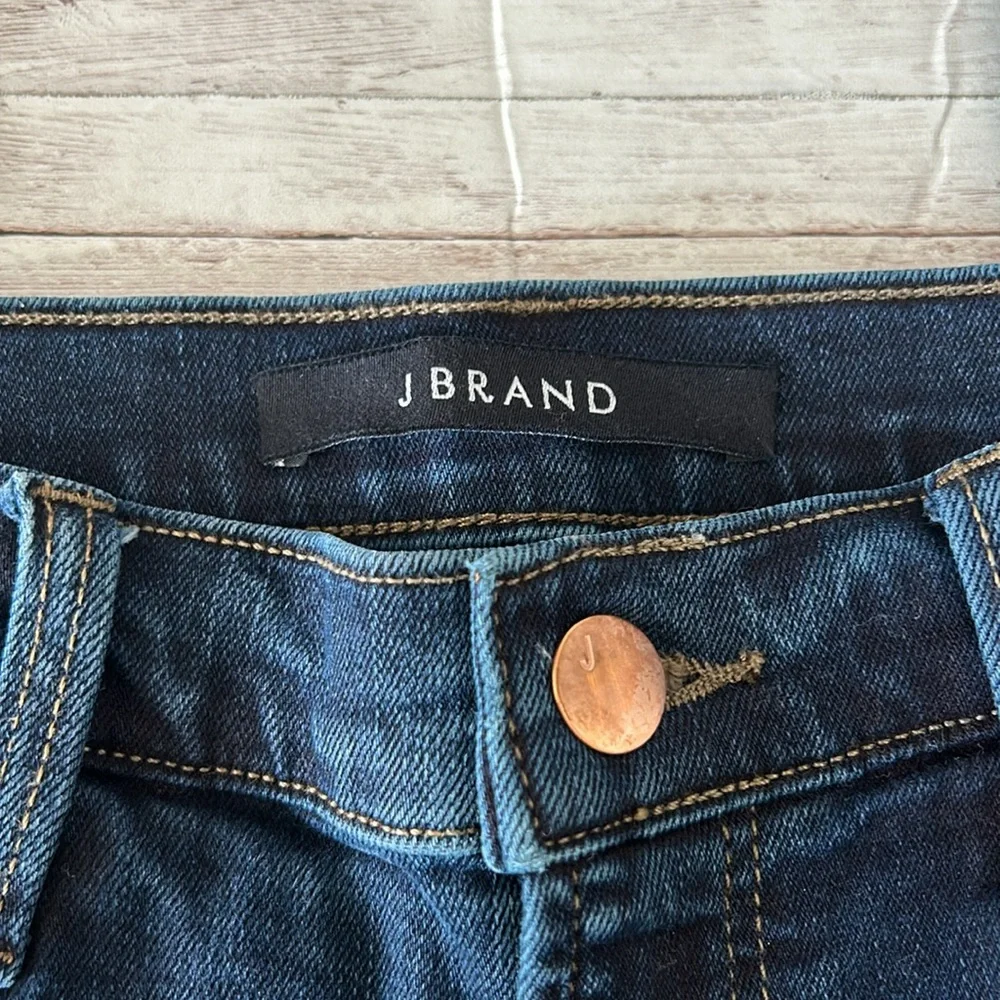 J Brand Dark Wash High Rise Raw Hem Skinny Jeans - Picture 9 of 10